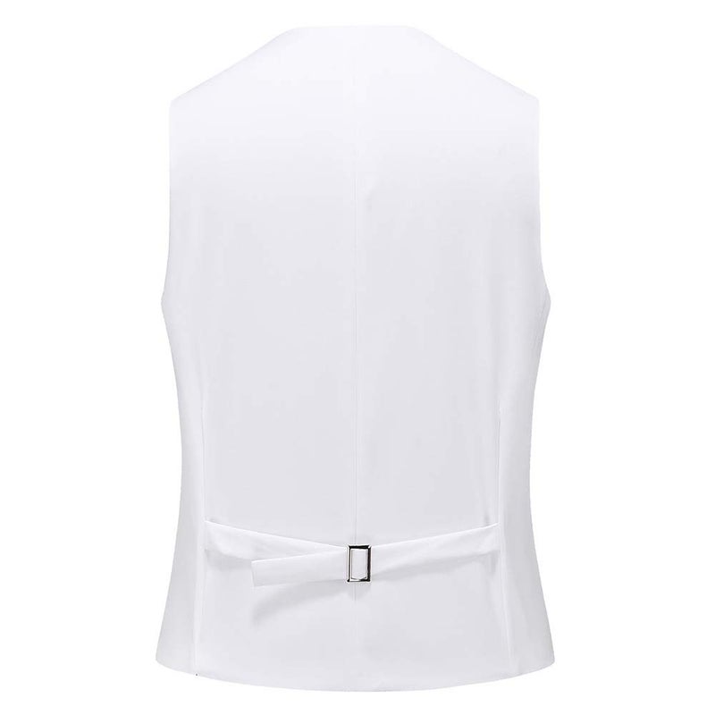 UNINUKOO Mens Suit Vest Slim Fit Formal Dress Casual Waistcoat Four Buttons Tuxedo Suit Vest US Size 38 White - Image 2